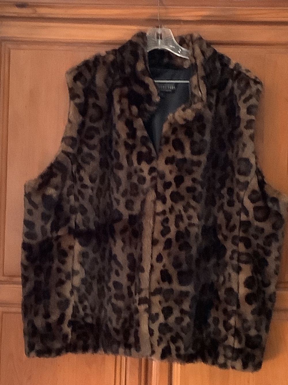 Woman’s Faux Fur Leopard Print Vest - Brown